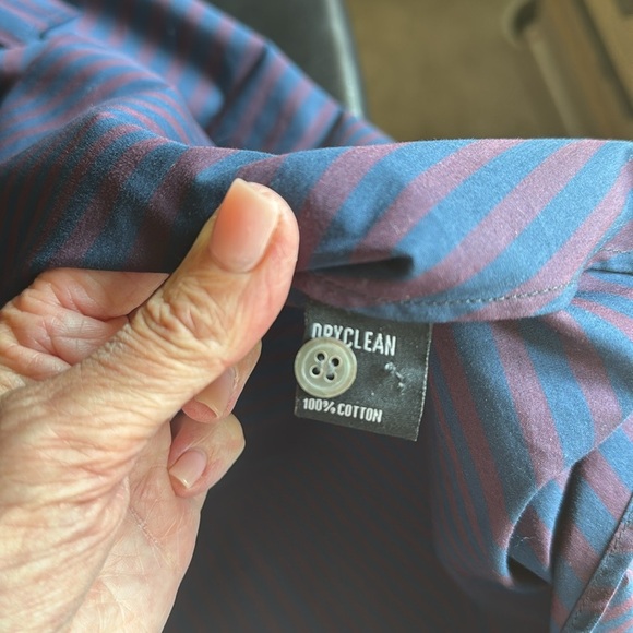 XANDER Midi Shirt Dress Womens 10 Navy/Maroon Pleated skirt Cotton Preppy Retro - Picture 9 of 9